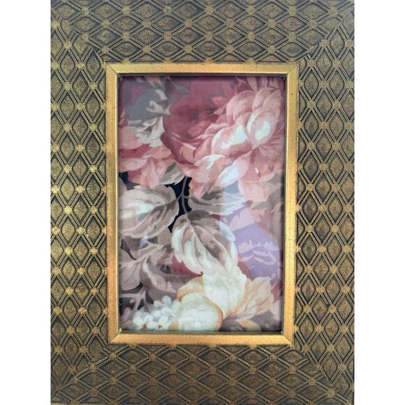 Ornate 4x6 Picture Frame Floral Art Moody Easel Standing Gold Black Handing - Picture 2 of 3